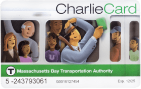 Standard CharlieCard serial number starting with the number 5 and ending in 5 to 10 additional digits in lower left corner.